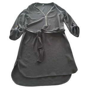 Windsor black zipper front 3/4 sleeve mini dress